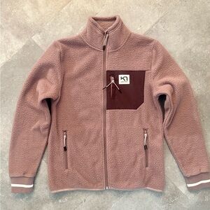 Kari Traa Rothe Mid Layer Fleece Jacket Rose Taupe & Burgundy Size Small